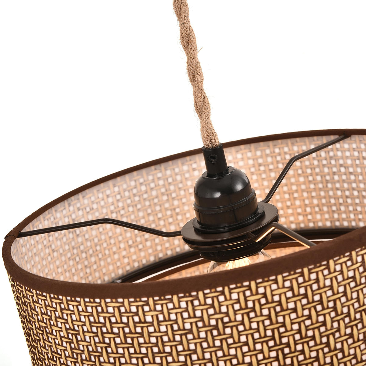XININSUN Rattan Plug in Pendant Light Boho Wicker Lampshade Hanging Lights with Plug in Cord Plug in Chandelier for Bedroom Kitchen Dining Room Island XININSUN