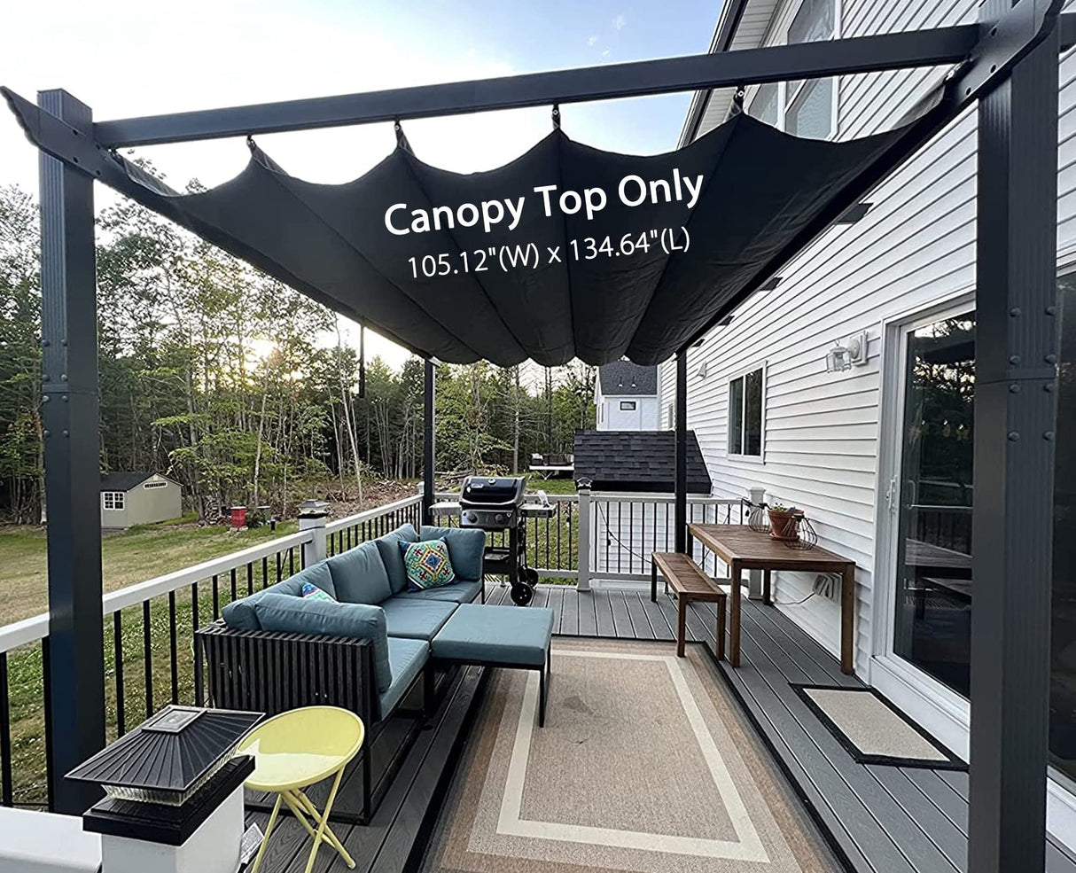 PURPLE LEAF Pergola Shade Cover for 10' X 13' Deck Porch Outside Outdoor Retractable Durable Fabric Canopy Replacement Top Only Gray PURPLE LEAF