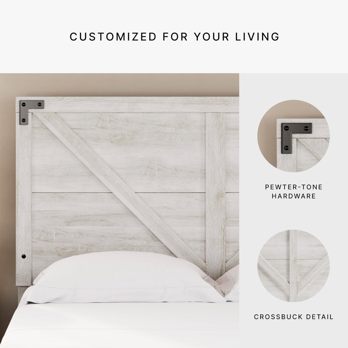 Signature Design by Ashley Shawburn Modern Farmhouse Headboard, Queen, Whitewash Signature Design by Ashley