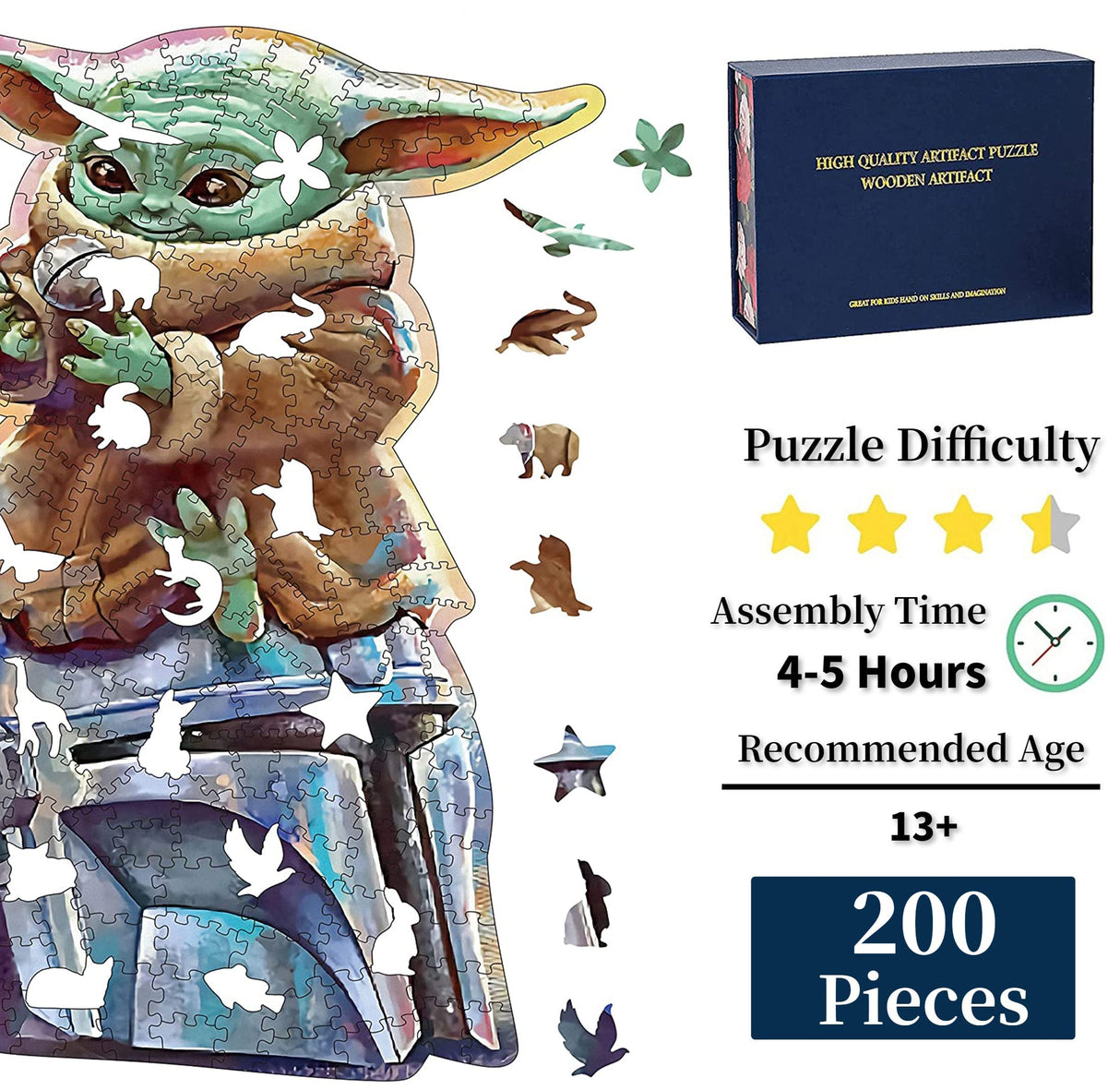 Wooden Puzzles for Adults, 200 Pieces Uniquely Irregular Animal Shaped Wooden Jigsaw Puzzles, Creative Gift for Teenagers and Adults, 7.9x11.8 Inch WHJSG