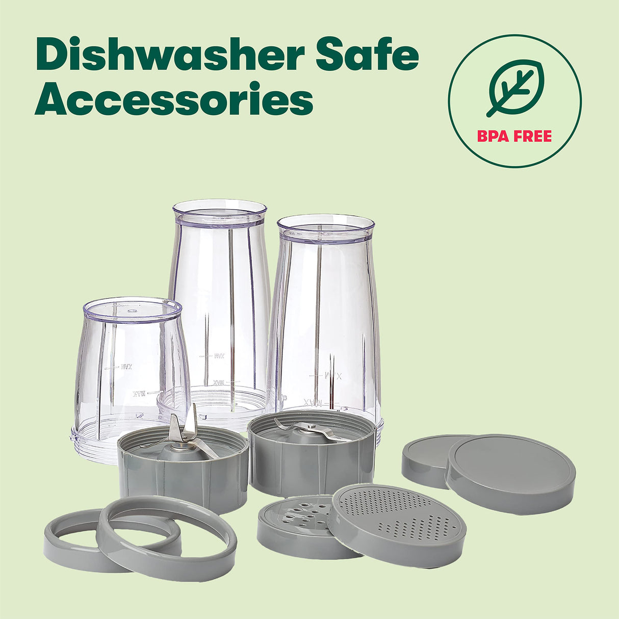 BELLA Personal Size Rocket Blender for Smoothies and Protein Shakes, Portable Juice Maker and Mini Food Processor and Grinder, 12 Piece, BPA Free Accessories, 240 W, Stainless Steel BELLA