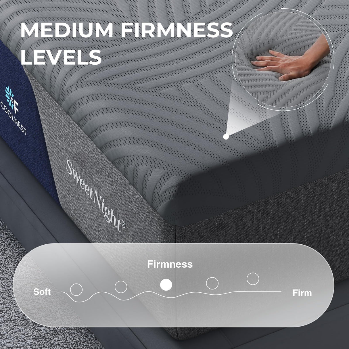 Sweetnight 16 Inch Queen Size Mattress, Cooling Gel Queen Size Foam Mattress for Cool Night Sleep, 5-Zone Ergo Support for Pressure Relief, Medium Firm, CertiPUR-US Certified Sweetnight
