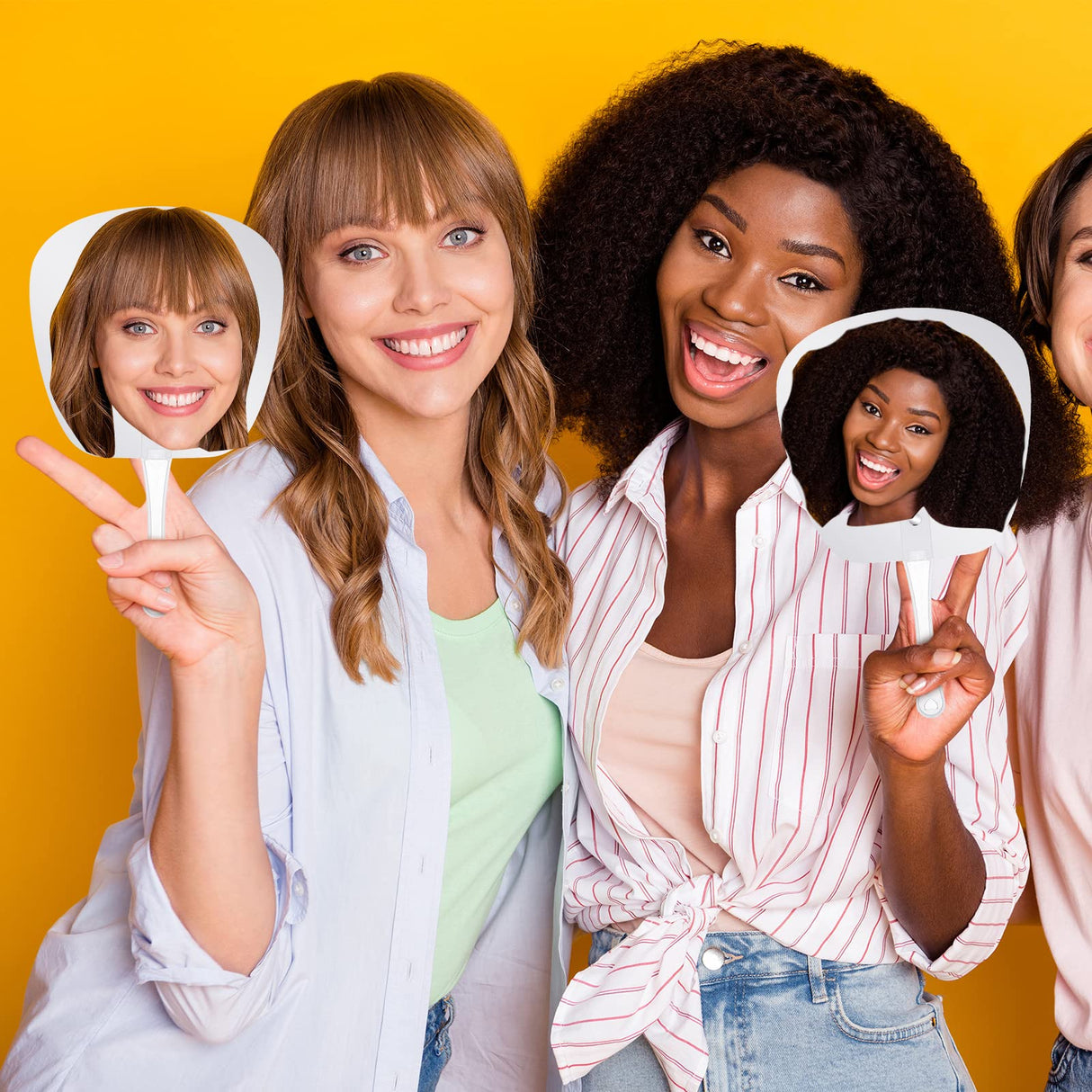 10 Pcs Big Head Cutout Custom Wedding Fan Props Face Cutout Face on a Stick Photo Party Decoration for Wedding, Graduation, Birthday Party Thermal Sublimation Sratte