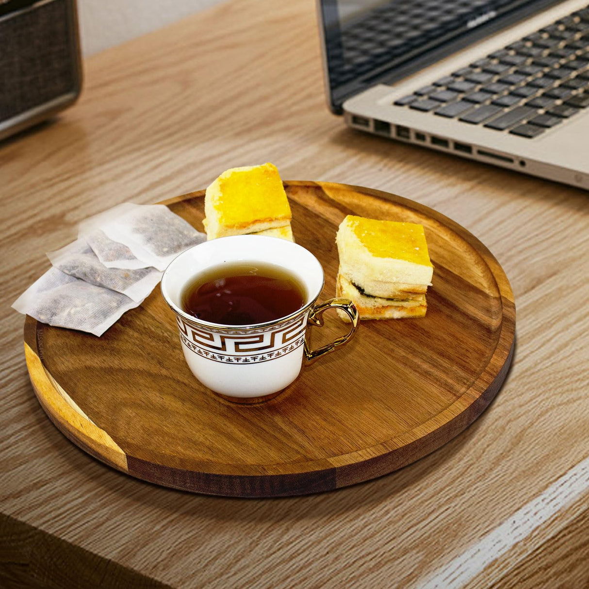 11.5 Inches Round Wood Tray,Coffee Table Tray for Home Decor, Acacia Wooden Serving Tray, Decorative Tray for Kitchen Dining Room,Candle Tray Appetizer Charcuterie Board,Tablas de Madera para decorar Misecrisa