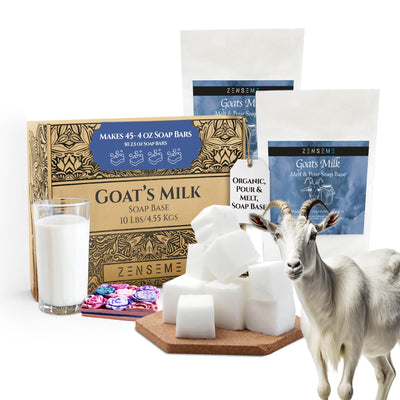 10 LBS Goats Milk Soap Base | Melt and Pour Supplies Kit for Soap Making - SLS/SLES & PEG free | Gentle & Natural Organic Vegetable Ingredients | Make Your Own Bulk For Adult Soapmaker - Easy to Cut