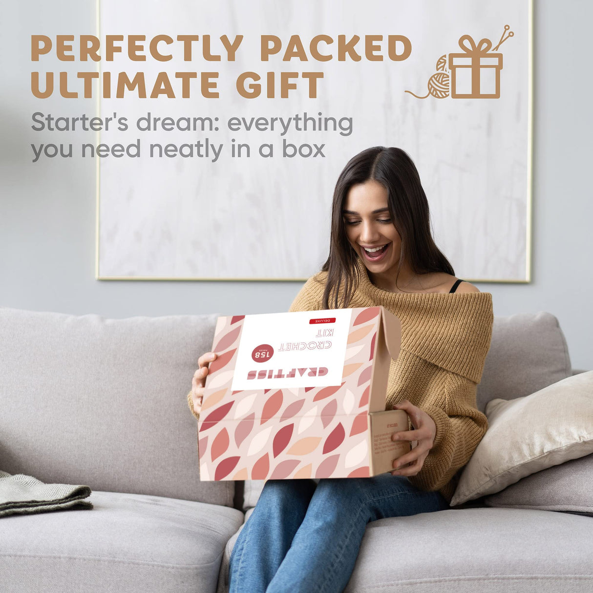 CRAFTISS Crochet Kit for Beginners with 40 Video Tutorials, 158 Pcs with 16 Colors of Acrylic Yarn Skeins, 1300 Yards Total – Learn to Crochet All-in-One Starter Crochet Set for Adults Beginner CRAFTISS