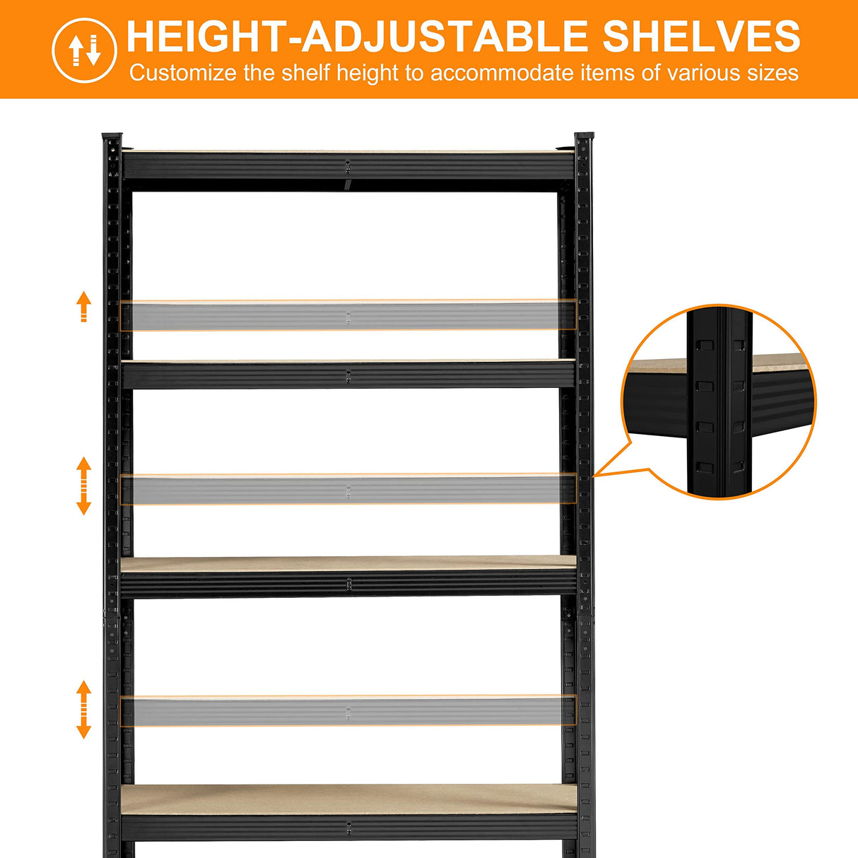 Yaheetech Standing Shelf Units, 5 Tier Storage Shelf, Heavy Duty Shelving, Adjustable Garage Shelves, Utility Rack Shelf Unit, Basement Warehouse Shed, 35.5″W× 12″D × 71″H - Black Yaheetech