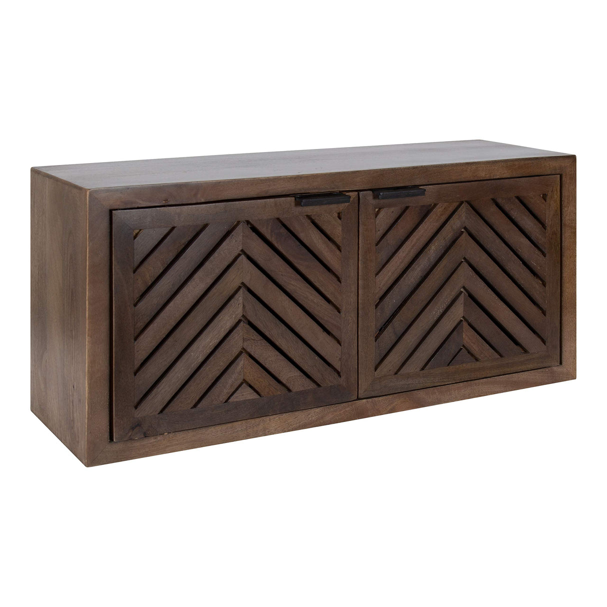 Kate and Laurel Mezzeta Decorative Coastal 2-Door Wall Cabinet, 30 x 10 x 14, Natural Wood, Decorative Modern Storage Cabinet with Doors Kate and Laurel
