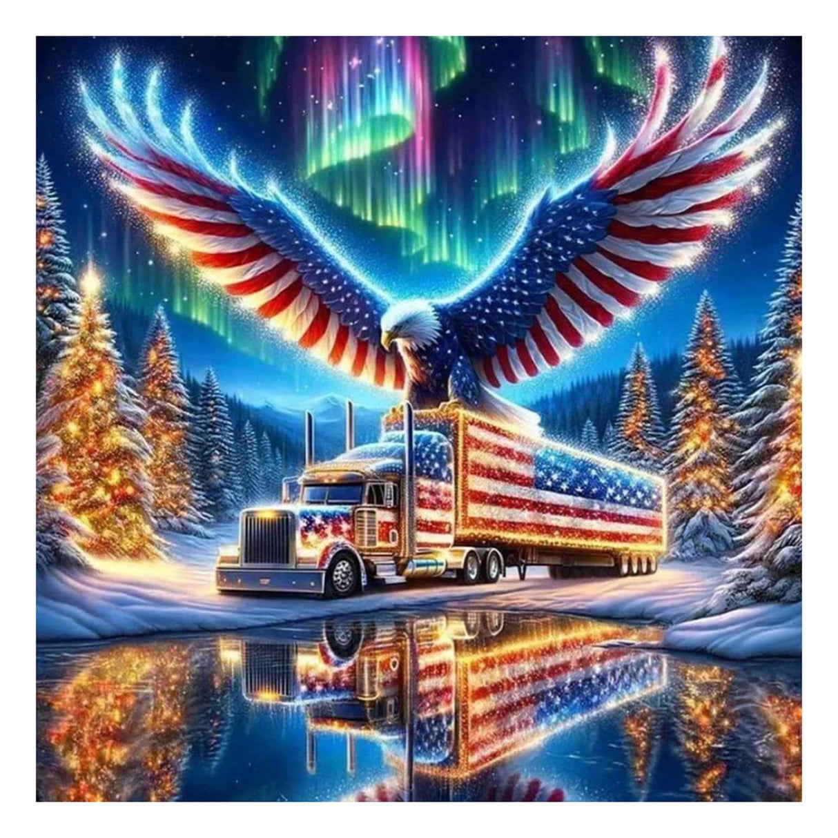 SJUTOUCI Truck Diamond Painting Kits for Adults, Diamond Art Kits for Beginners, DIY 5D Full Drill Diamond Dots Gem Craft Art Home Wall Decor 12x12 inch, Eagle SJUTOUCI