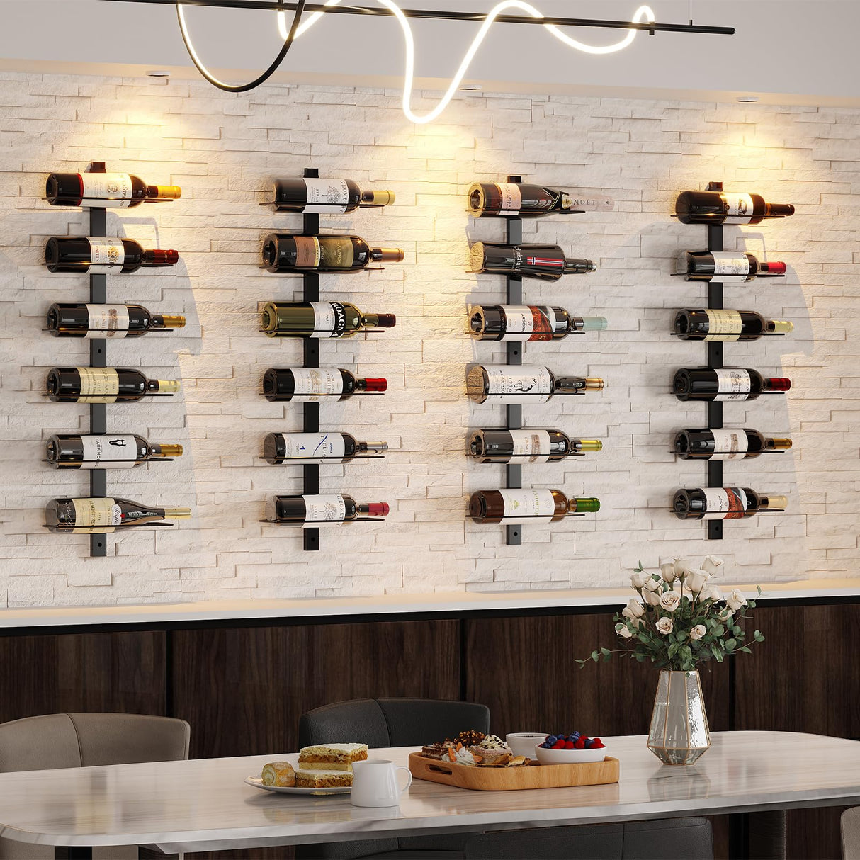 X-cosrack 12 Bottle Wall-Mounted Wine Rack, Detachable Storage Organizer Used as One or Four, DIY Wall Hanging Bottle Holder, for Dining Room, Bar, Wine Cellar X-cosrack
