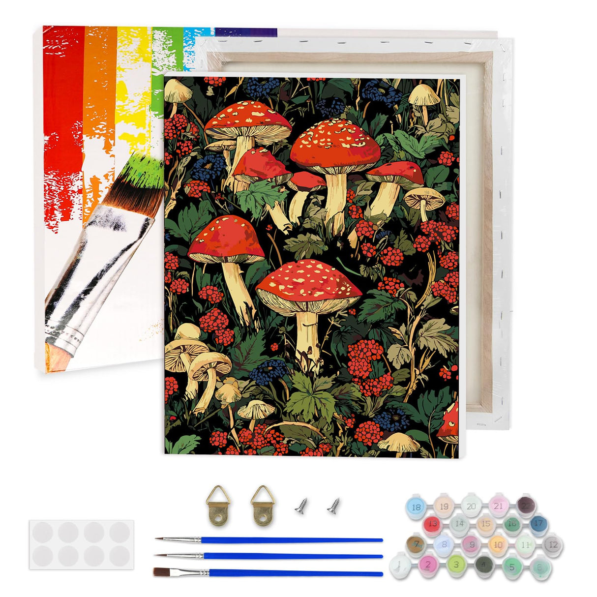 Lxmsja Red Mushroom Paint by Numbers Kit for Adults, Forest Acrylic Paint by Numbers for Adults Beginner, DIY Craft Supplies Oil Painting Kits for Home Wall Decor 12x16 inch (Framed) Lxmsja