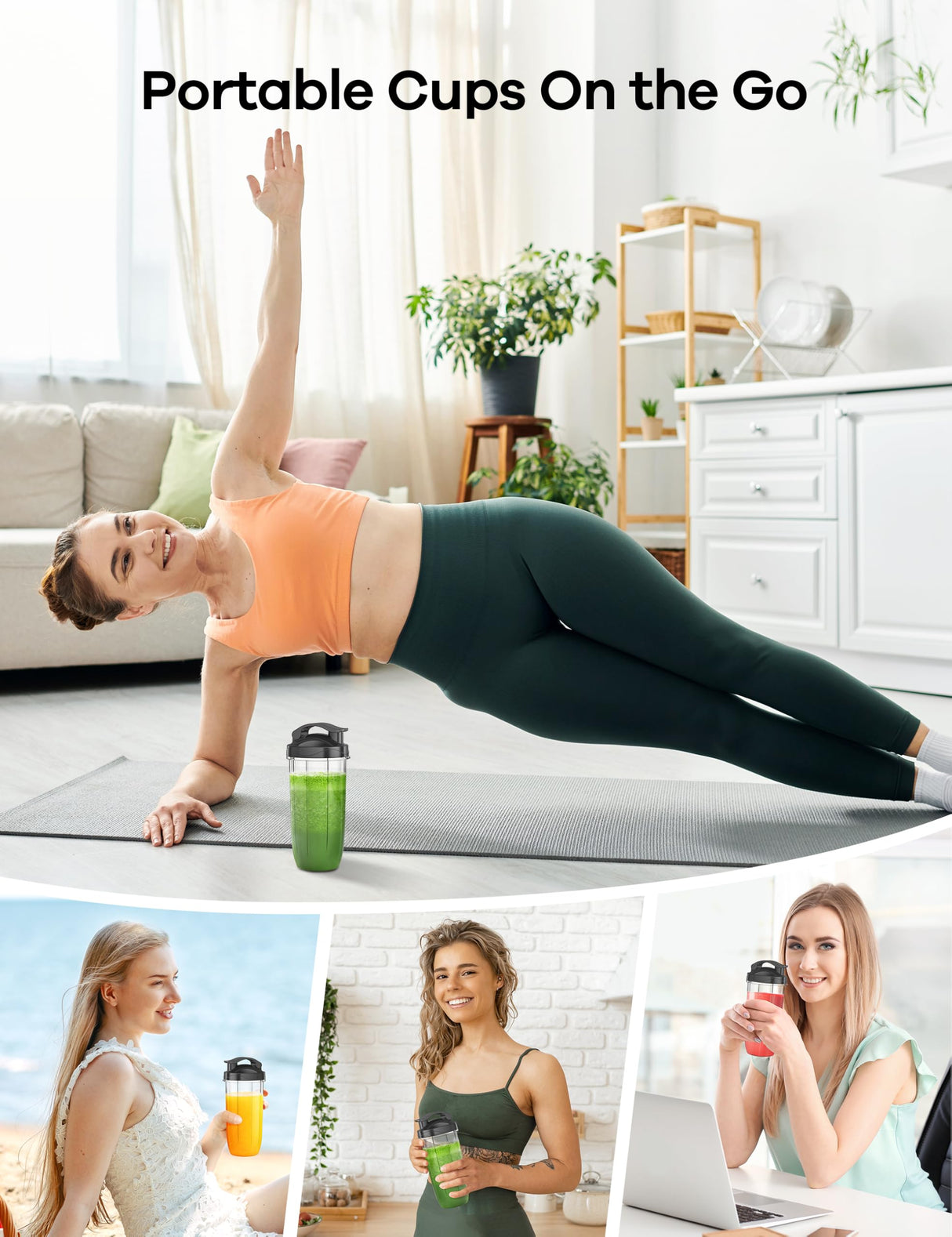 Ganiza Blender for Smoothies, 14Pcs Personal Blender for Shake and Smoothies for Kitchen with 3 Portable Blender Cups (1x24oz & 2X17oz), Single Serve Smoothie Maker, Nutritious Recipe Smoothie Blender Ganiza