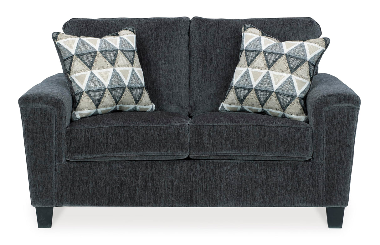 Signature Design by Ashley Abinger Chenille Contemporary Loveseat with 2 Accent Pillows, Dark Gray Signature Design by Ashley