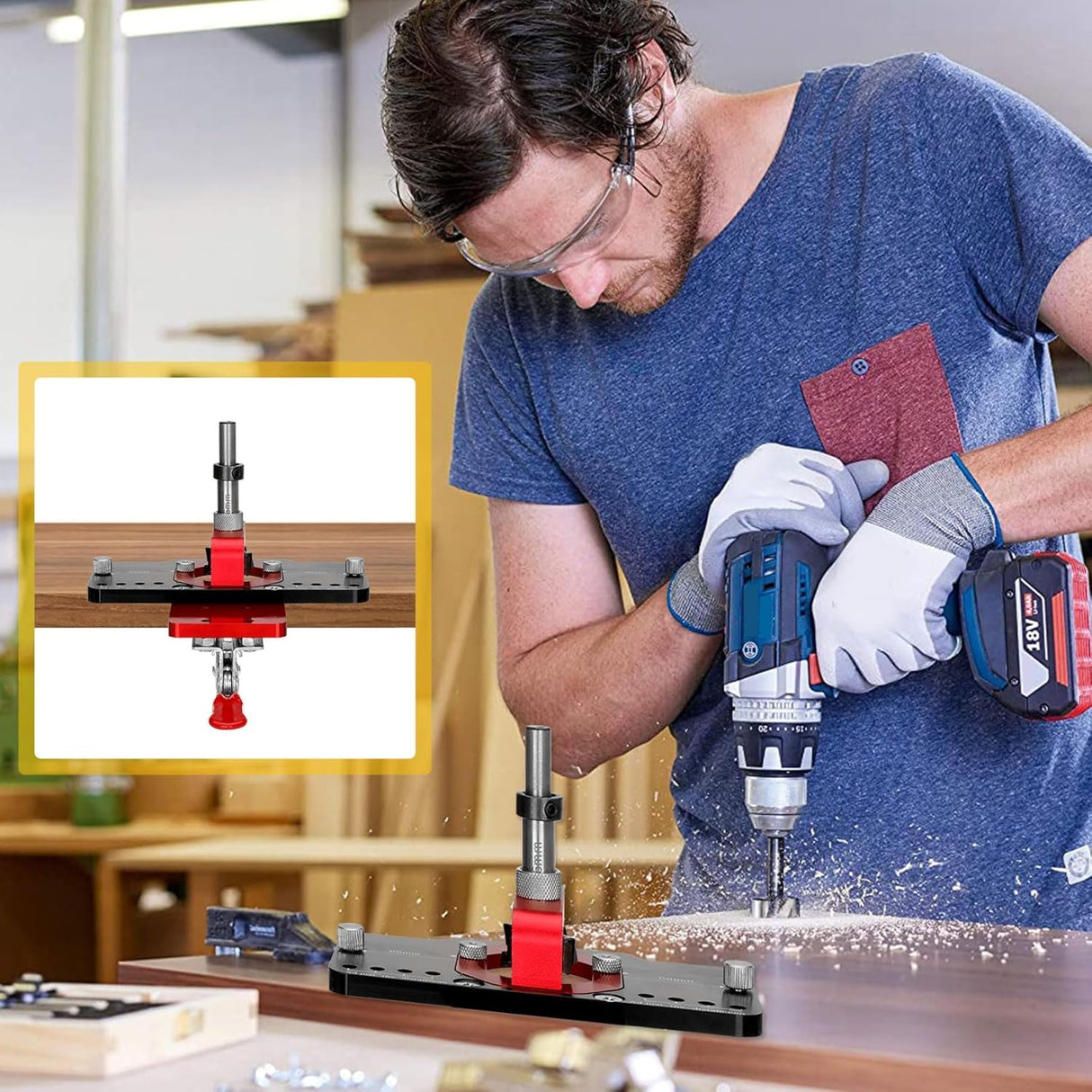 Parknshop Original 35mm Hinge Jig,Drilling Hole Puncher Hinge Jig Drill Guide Locator,Cabinet Hinge Jig for Door Cabinets Hinges Mounting parknshop