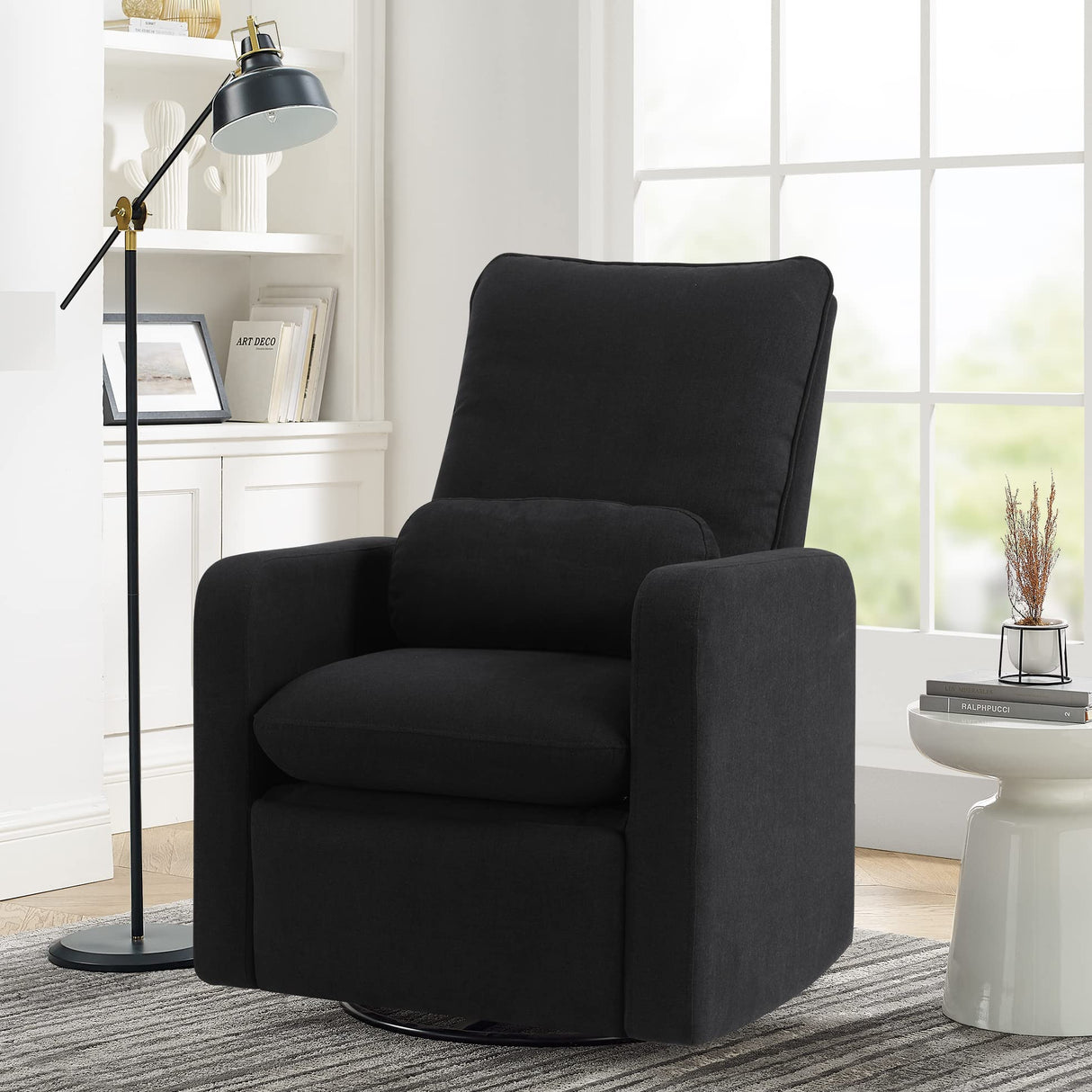 GAP babyGap Cloud Recliner with LiveSmart Evolve - Sustainable Performance Fabric, Jet Black Delta Children
