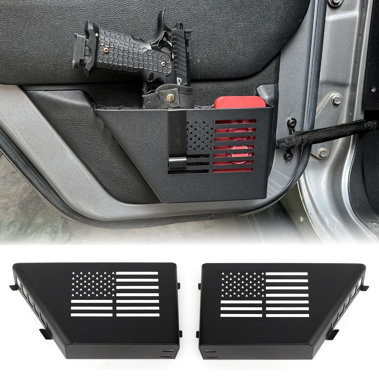 MAIKER Metal Rear Door Storage Box, Door Side Insert Organizer Box Pockets for 2007-2018 Jeep Wrangler JK 4 Door 2pcs(Black) MAIKER OFF ROAD