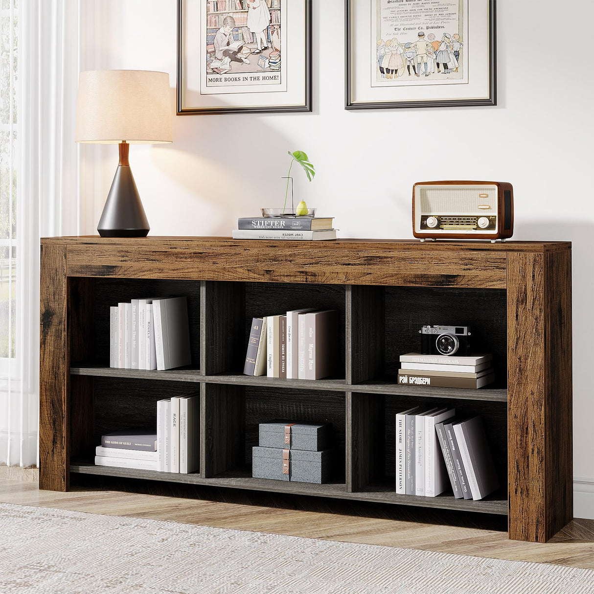 Tribesigns Industrial Rustic 6-Cube Horizontal Bookcase for Home & Office Tribesigns