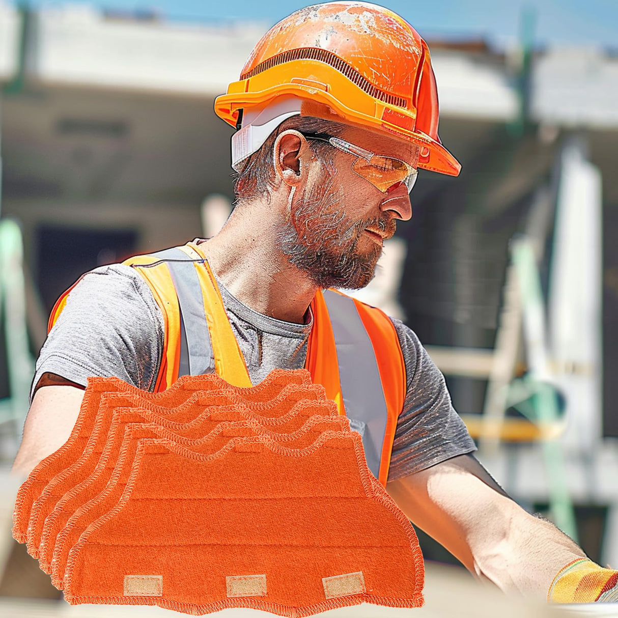 Aolamegs Safe Hard Hat Sweatband- 5PCS Sweat Bands Washable, Hard Hat Liner Replacement, Flame Retardant Cotton Hard Hat Accessories Sweat for Welding Helmet, Construction Hats, Chainsaw Helmet Aolamegs