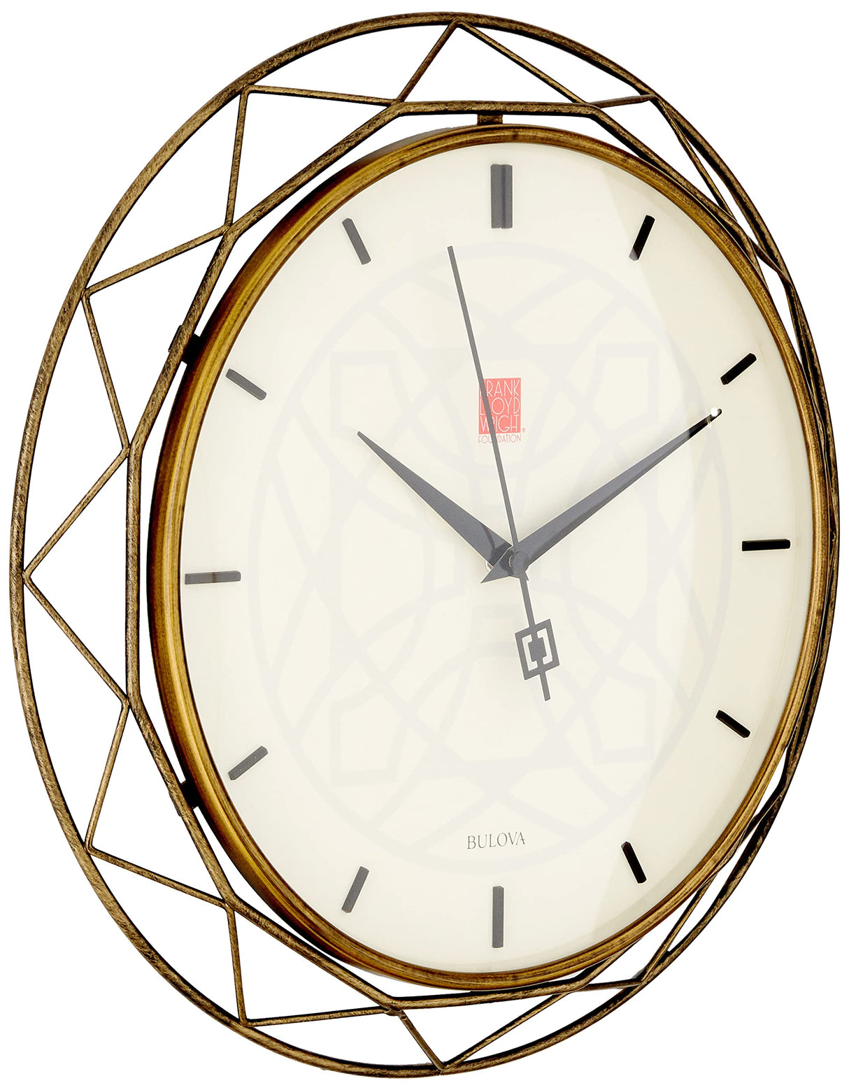 Bulova Clocks C4834 Luxfer Prism 14 Inch Frank Lloyd Wright Inspired Wall Clock Bulova