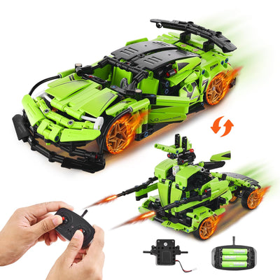VEVOR STEM Building Toys for Kids, 2 in 1 Remote Control Racing Car Building Blocks, 461 PCS Remote Control Car Kit, Engineering Construction Toy Gifts for Boys Girls Aged 6+