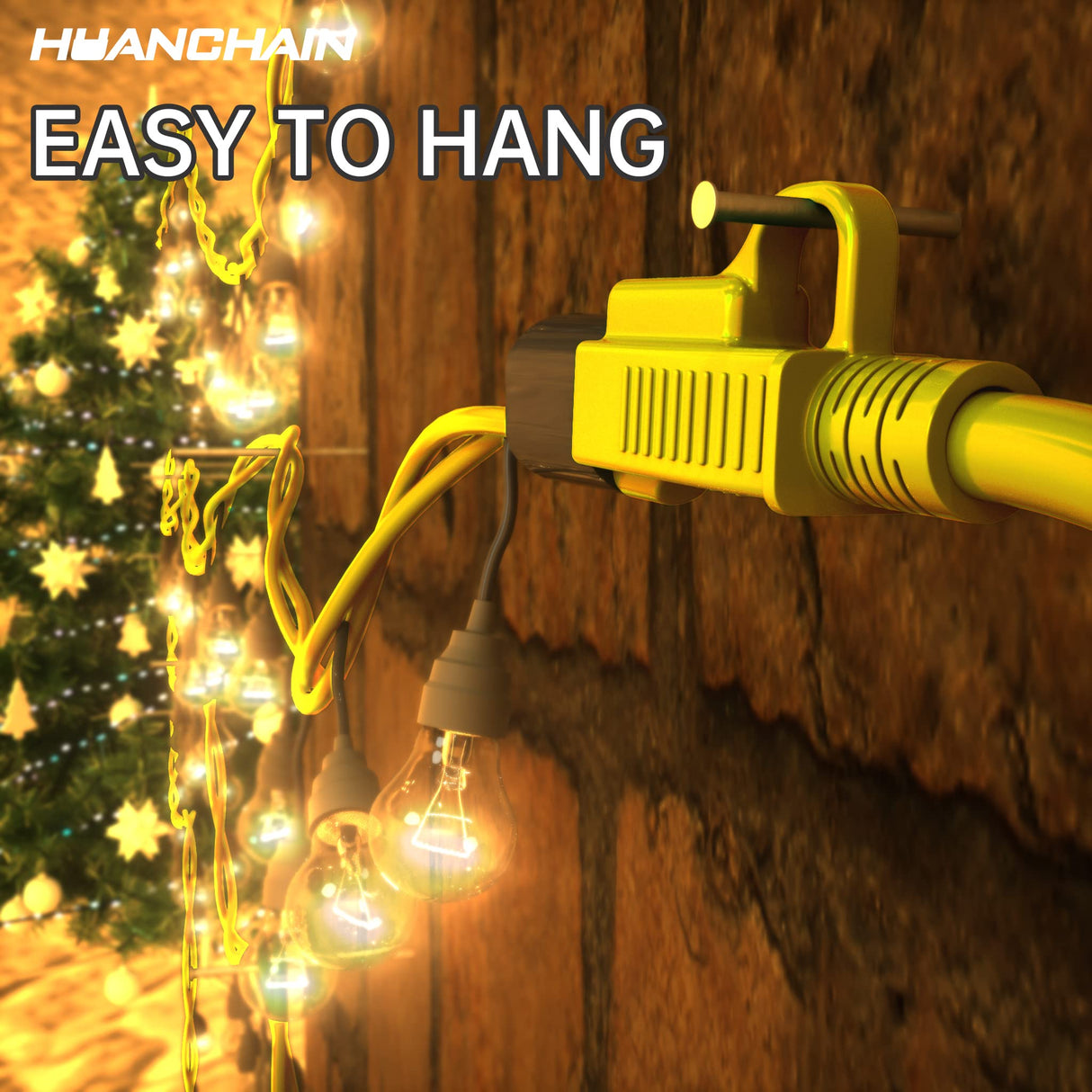 HUANCHAIN Outdoor Extension Cord 75 Foot Waterproof, 16/3 Gauge Flexible Cold-Resistant Appliance Extension Cord Outside, 10A 1250W 16AWG SJTW, 3 Prong Heavy Duty Electric Cord Yellow, ETL huanchain