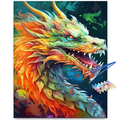 Artunion Colorful Dragon Paint by Numbers for Adults, Animal Paint by Number Kits, DIY Oil Painting Paint by Number Kits on Canvas Arts Craft for Home Wall Decor 16x20 Inch