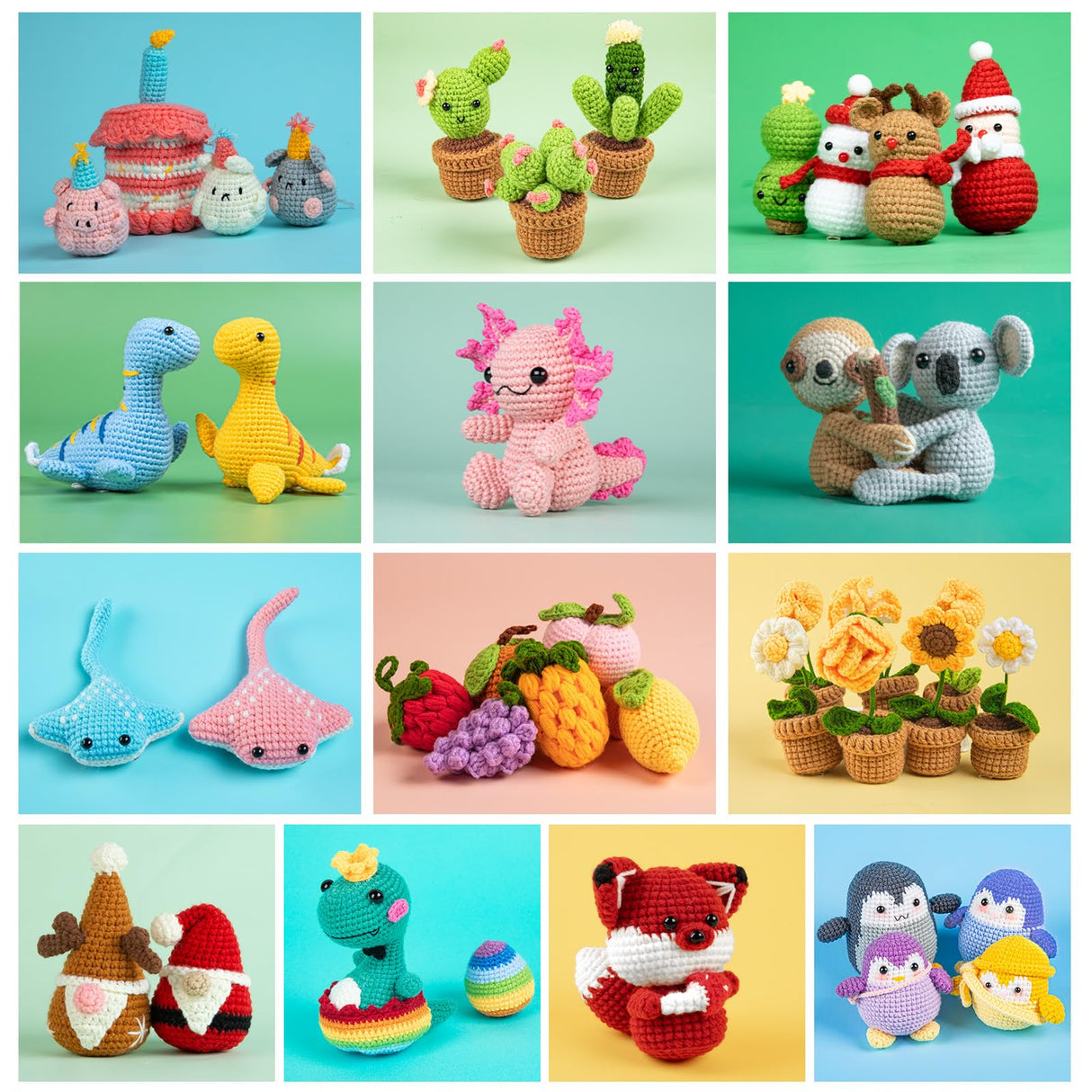 HTVRONT Crochet Kit for Beginners - Complete Crochet Kits with Stitch by Stitch Video Tutorial, Beginner Crochet Kit for Adults Kids Gift - Starter Easy Learn to Crochet Succulent Plants Family HTVRONT