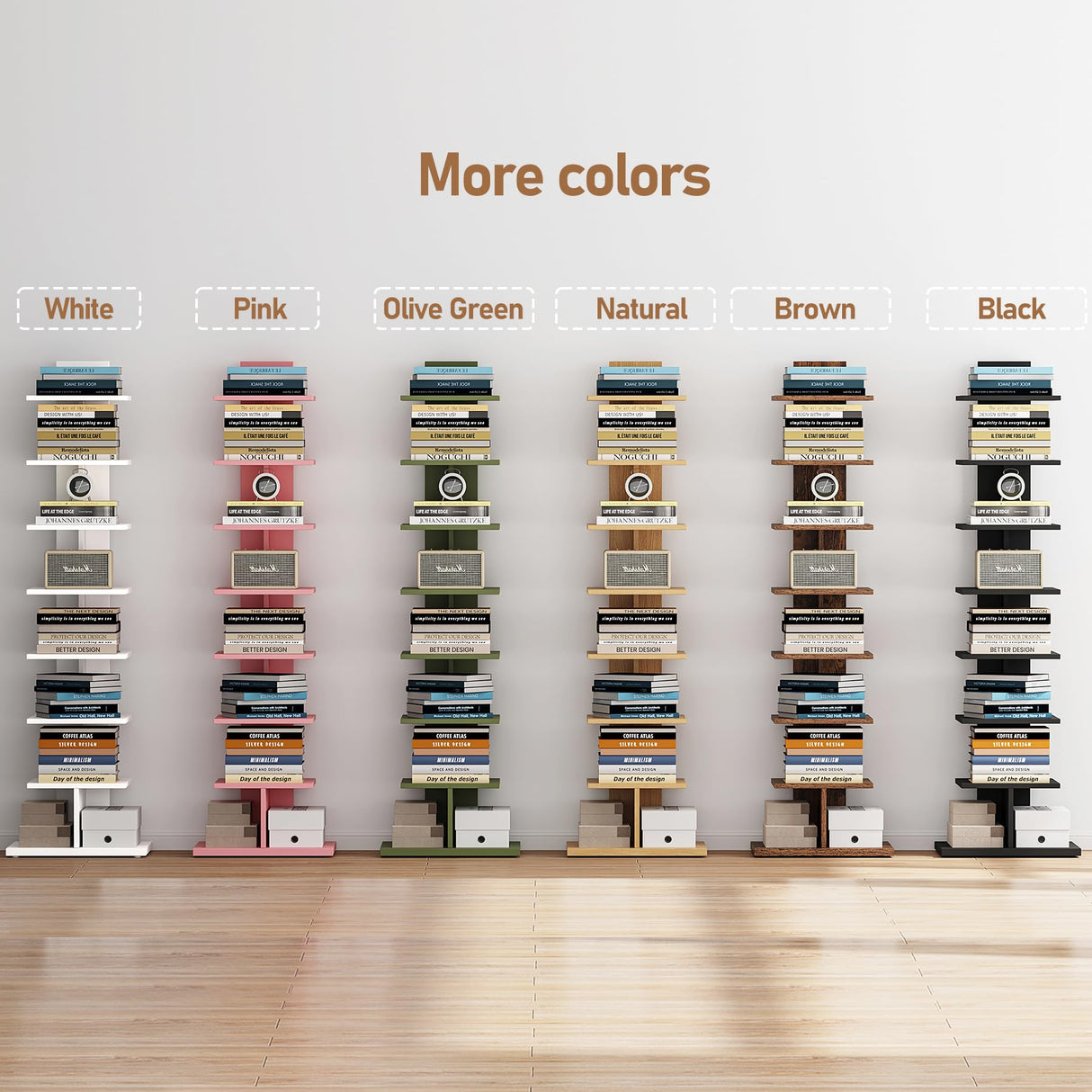 TUTOTAK Narrow Bookshelf, 8-Tier Bookcase, Spine Book Shelf for Small Space, Corner Standing Shelf for Living Room, Office, Study, Entryway, Black BS06BK008 TUTOTAK