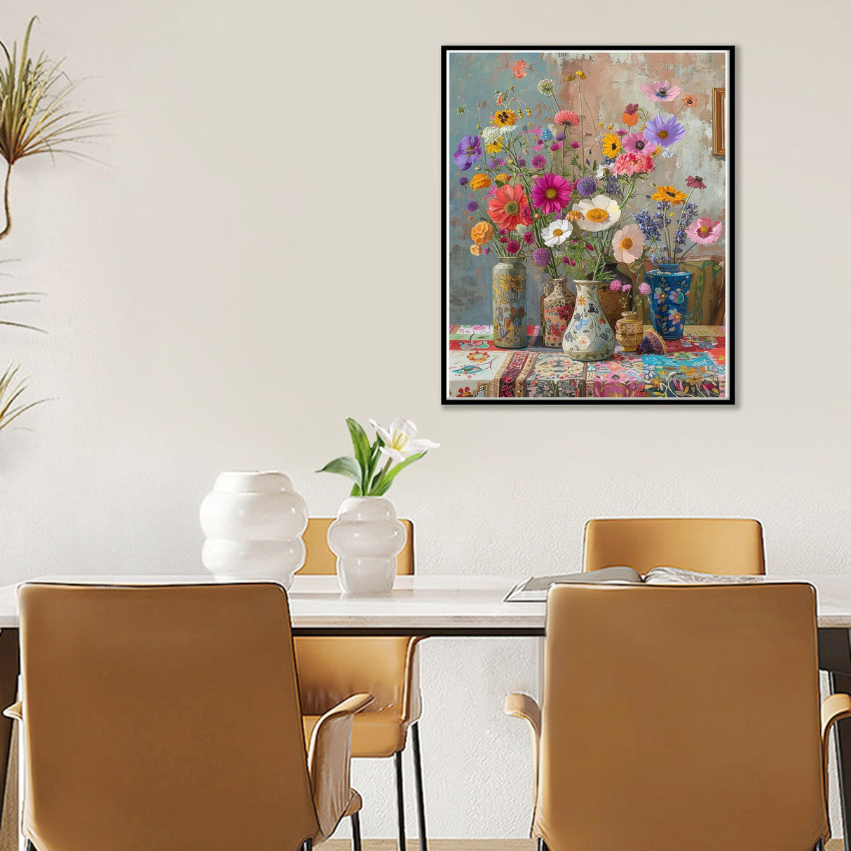 Ausanrl Flowers Framed Paint by Numbers Wooden Easel-Adult Paint by Number Kits on Canvas Framed,Paint by Number Adult,Paint by Numbers with Frame,Gifts and Home Wall Decor 12x16inch Ausanrl