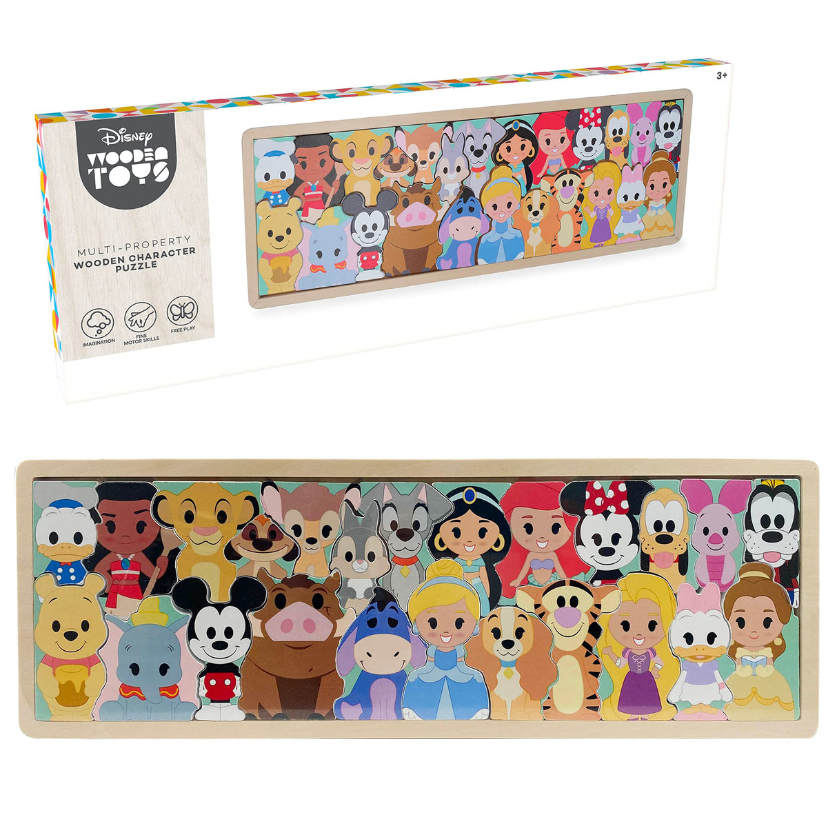 Disney Wooden Toys Character Puzzle, 25-Pieces, Learning and Education, Pretend Play, Kids Toys for Ages 3 Up by Just Play Just Play