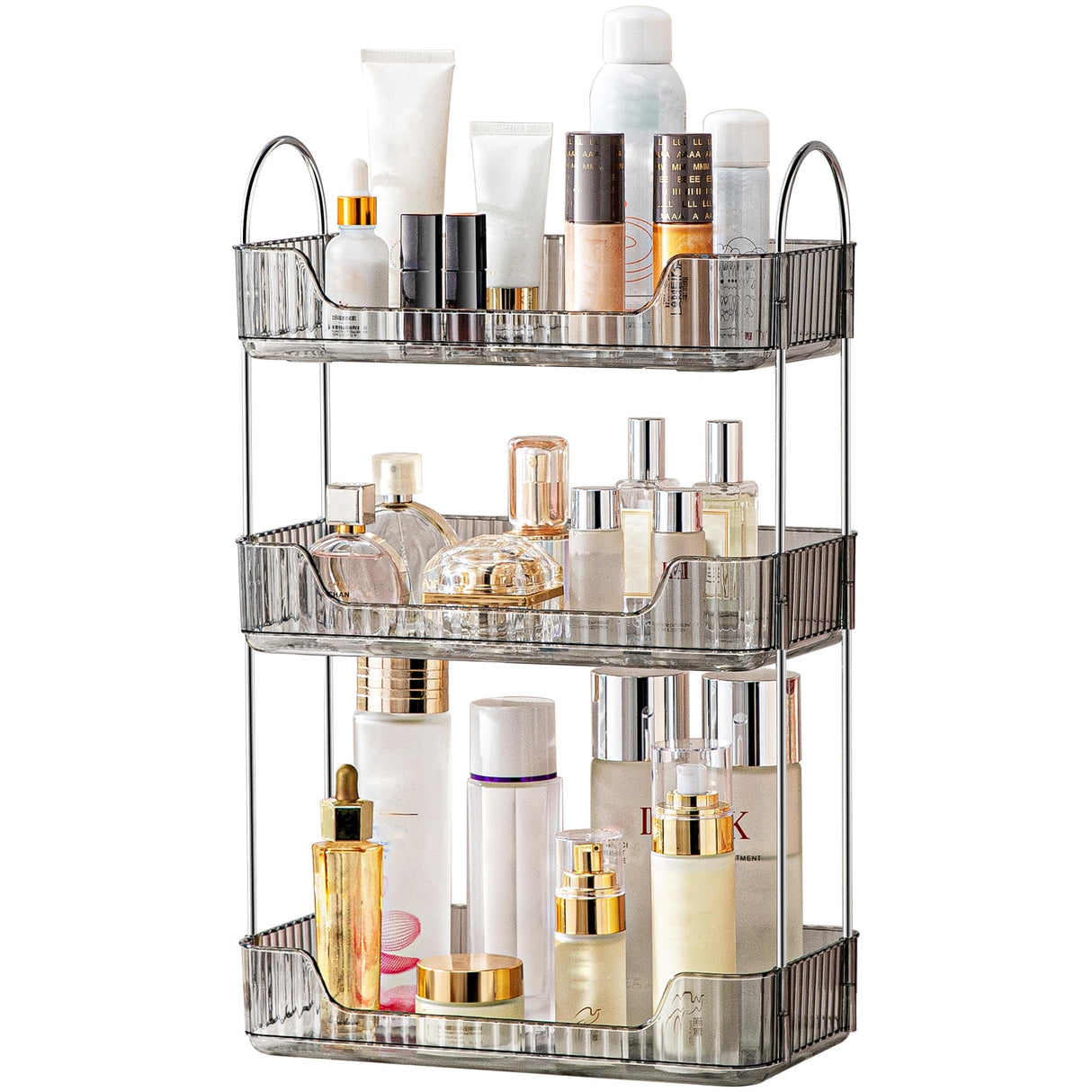 akinbas 3 Tier Bathroom Organizer Countertop Makeup Perfume Tray Skincare Organizer for Bathroom Dresser Vanity (Grey) akinbas