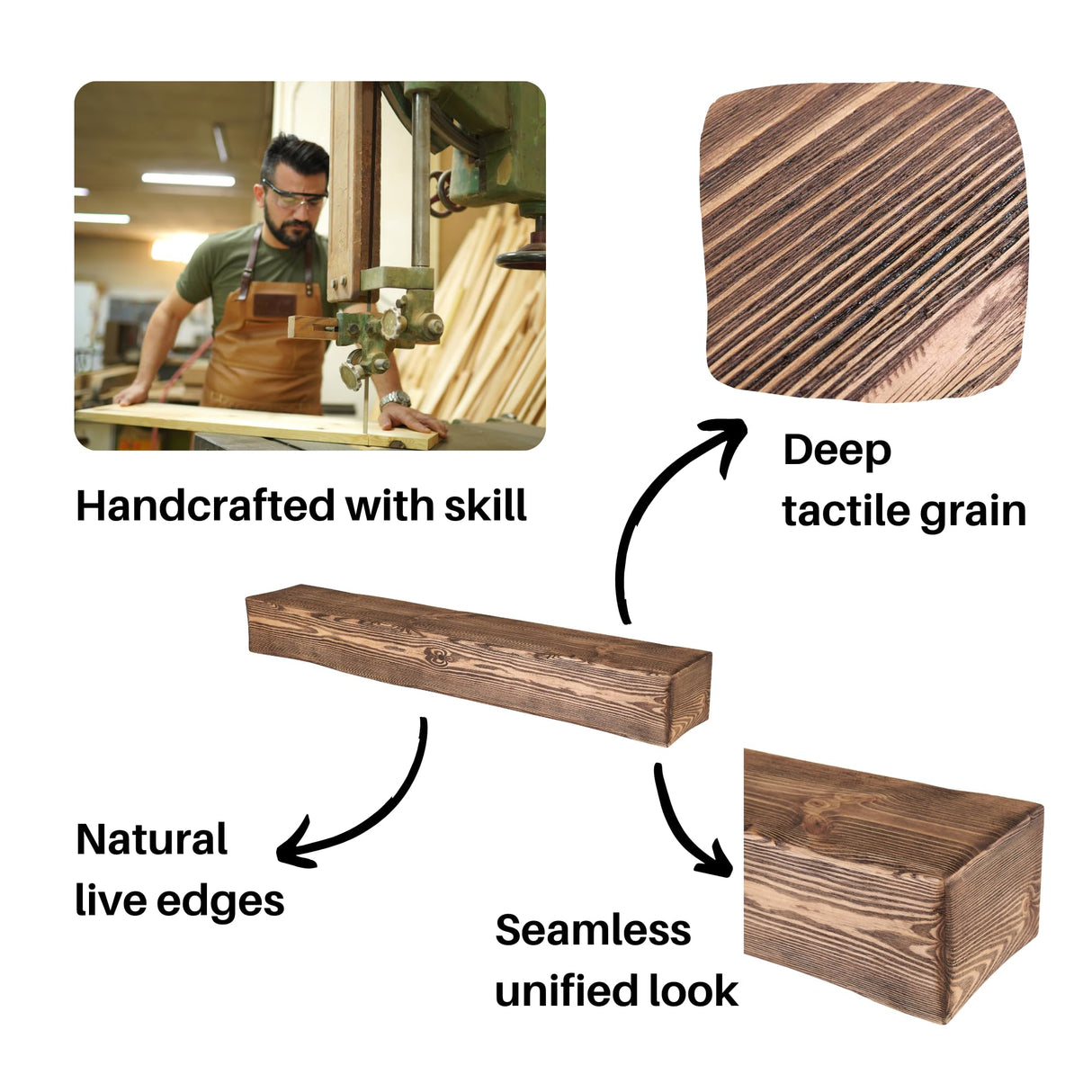 Adorwood Handmade Fireplace Mantel Shelf 60", Rustic Wood Mantles for Over Fireplace, Wall Mounted Floating Mantel Shelves for Living Room Decor (Dark Rustic, 60Lx6Hx8D inches) Adorwood