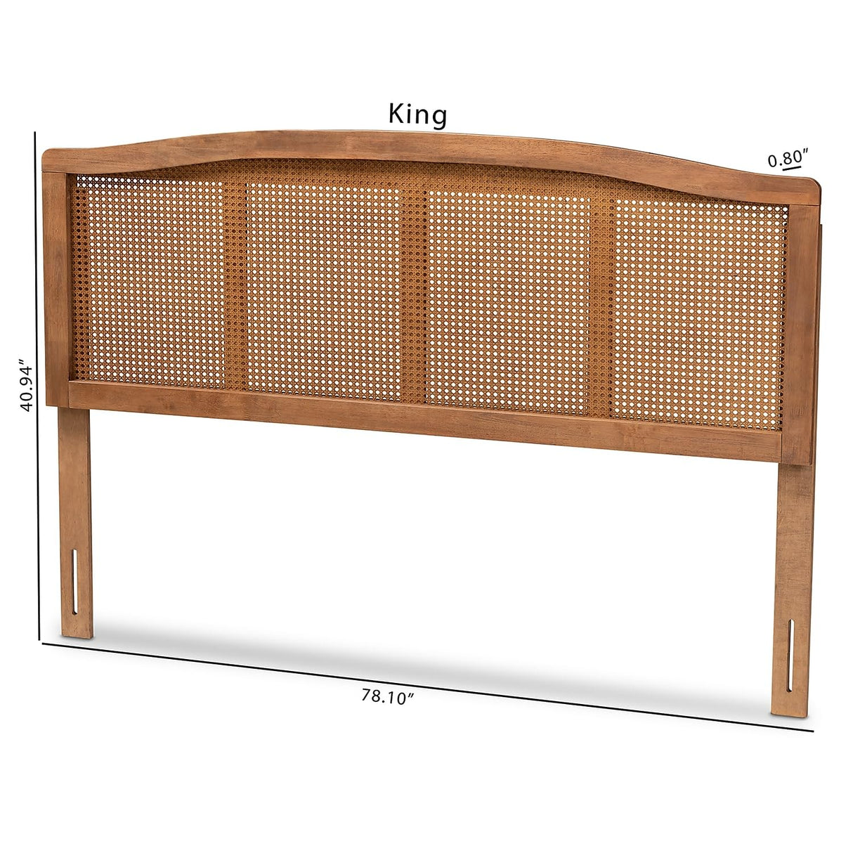 Baxton Studio Marieke King Wood Headboard, 78.1-inch W x 0.8-inch D x 40.94-inch H, Ash Walnut (159-9811-HiT) Baxton Studio