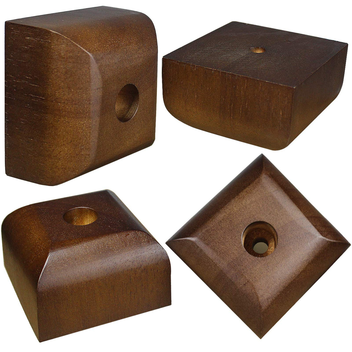 AORYVIC Sofa Legs Square Bed Feet 2 inch Wood Replacement Leg for Furniture Set of 4, Dark Brown AORYVIC