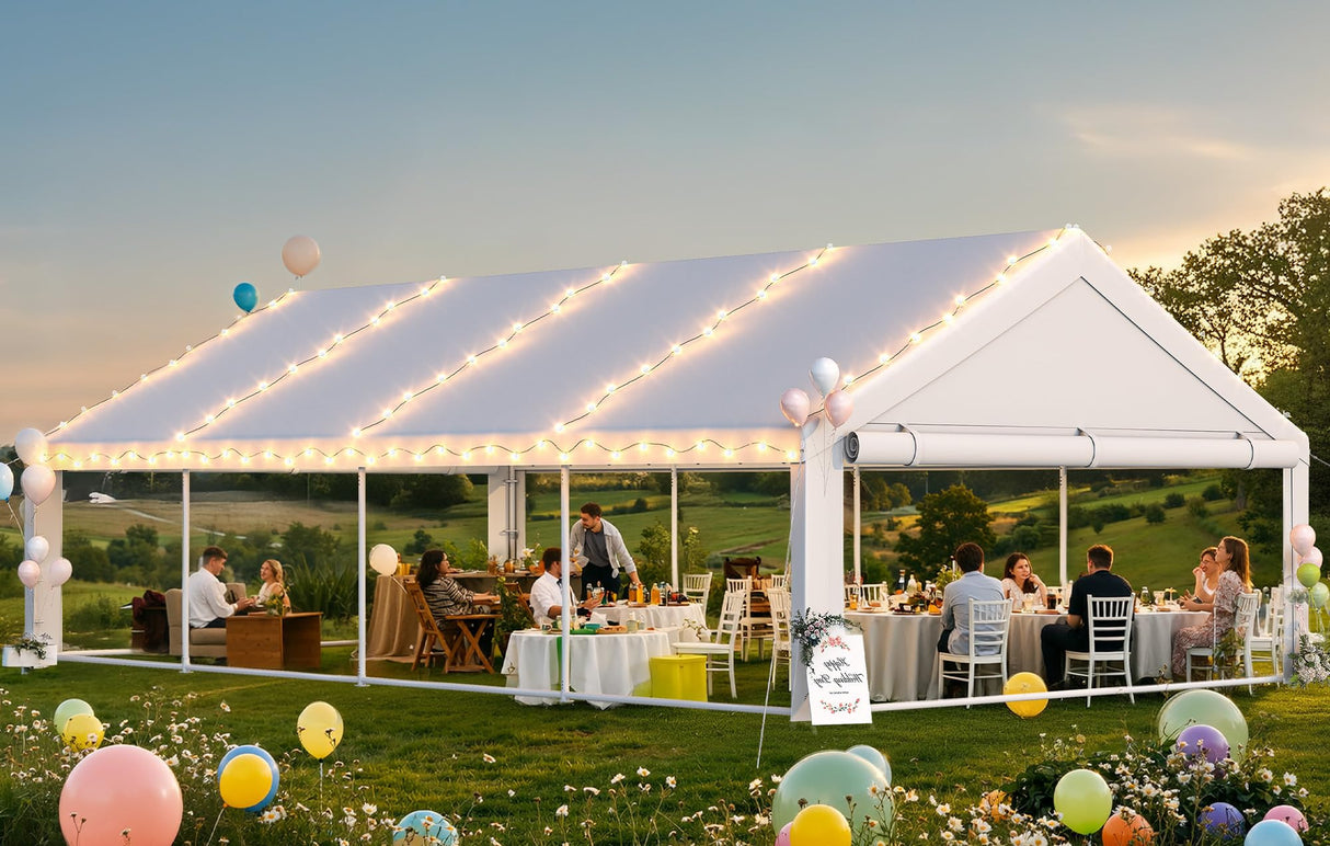 YITAHOME 20x30 ft Party Tent Heavy Duty Outdoor Wedding Event Shelters Upgraded Galvanized Canopy with Large White Roof, Removable PVC Sidewalls & 3 Storage Bags YITAHOME