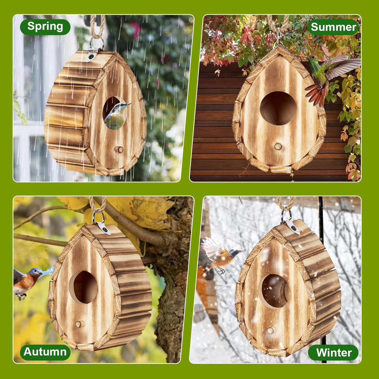 CLACKIBUKVYZ Hummingbird House,Wooden Birdhouse for Outside,Hanging Small Bird Houses,Wild Bird Nesting Box Outdoor Hummingbird House for Bluebird,Hummingbird,Finch,Cardinals CLACKIBUKVYZ