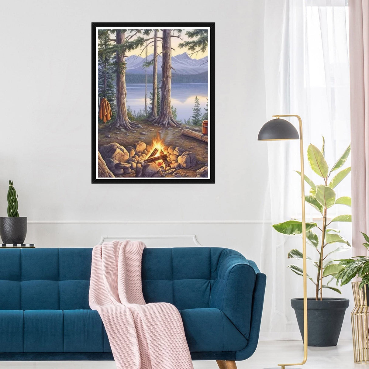 SKRYUIE 5D Diamond Painting Kits - DIY Landscape Crystal Craft, Forest Bonfire Cross Stitch Art for Wall Decoration - 12x16 inches SKRYUIE