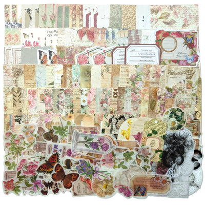 Vintage Aesthetic Scrapbook Supplies Kit, 180 pcs of Scrapbook Paper, Washi Stickers and Small Cards for Scrapbooking DIY Albums Junk Journals Bullet Journals Collages, Retro Aesthetic Decor (Nature)