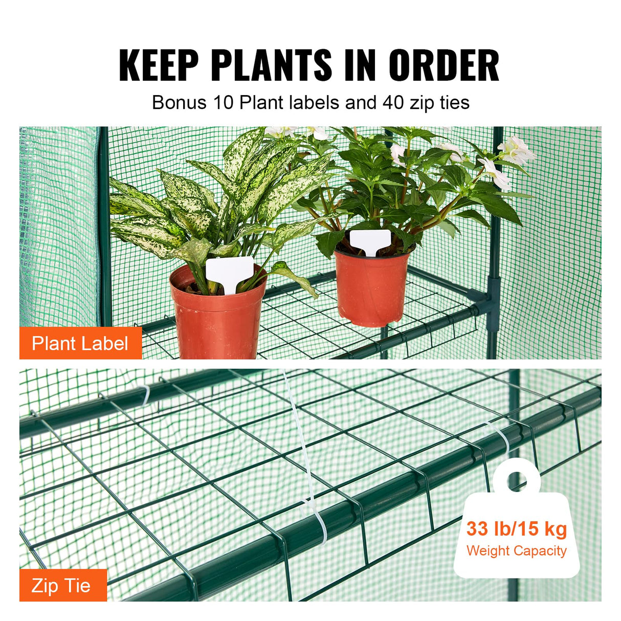 VEVOR Walk-in Green House, 55.5 x 29.3 x 80.7 inch, Portable Greenhouse with Shelves, High Strength PE Cover with Roll-up Zipper Door and Steel Frame, Set Up in Minutes, for Planting and Storage VEVOR