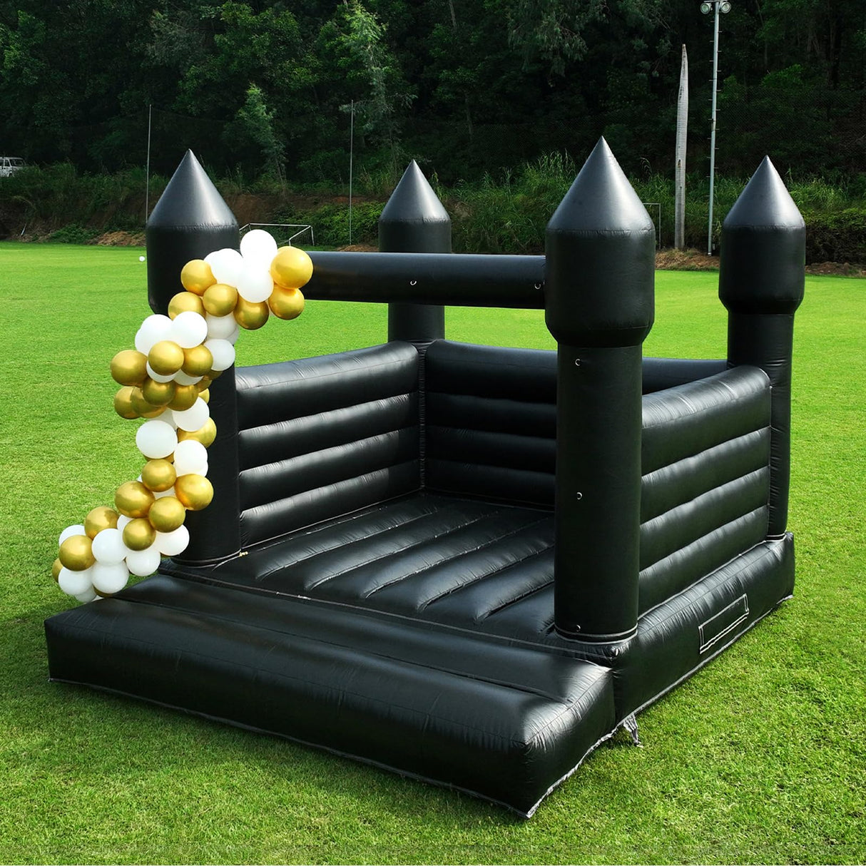 Black Inflatable Bounce House for Outdoor Halloween Decoration Party Backyard Wedding, PVC Halloween Inflatable Bounce House Castle for Kids with Blower(13FT*11.5FT*10FT) Inflantteble