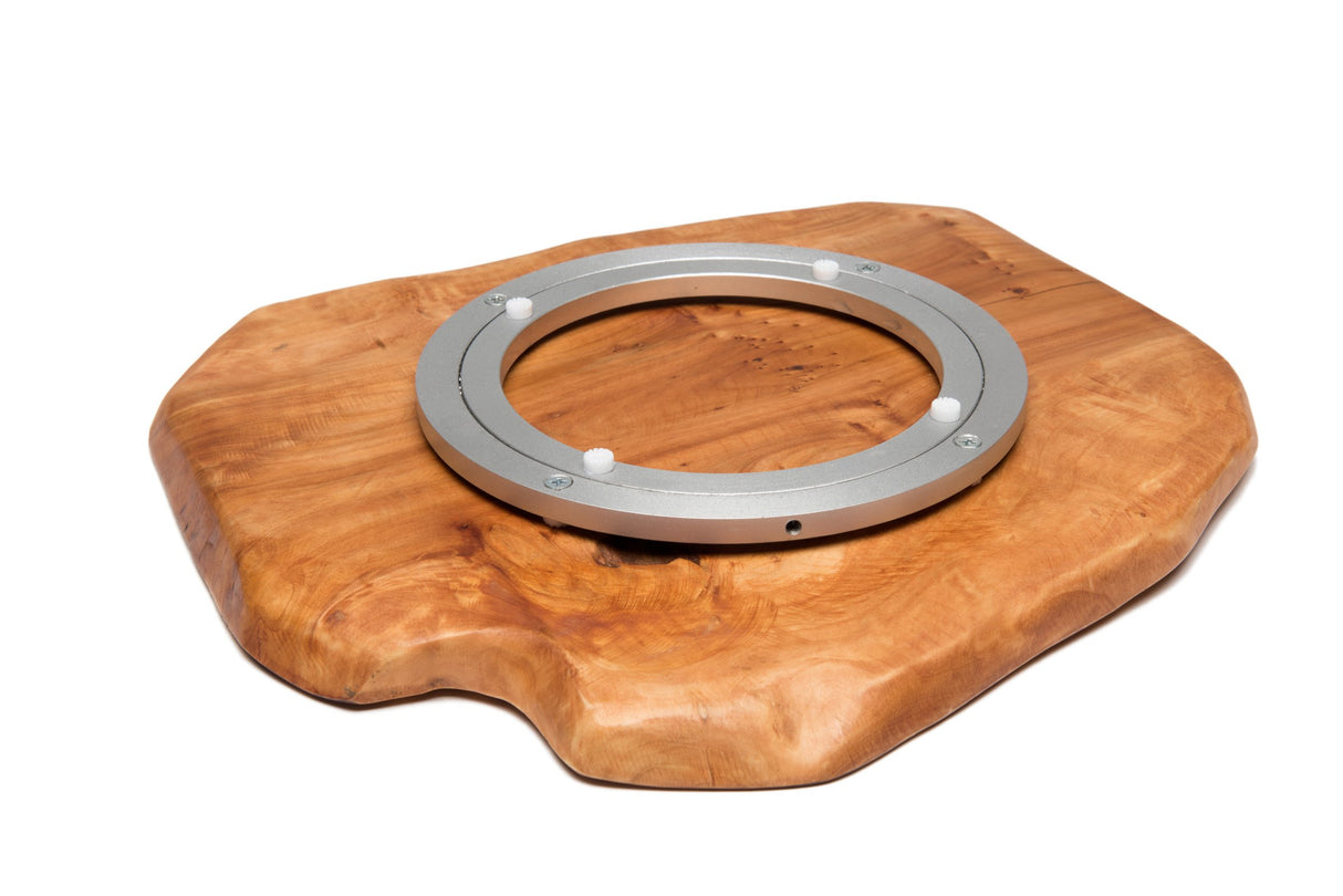 Driini Premium Handmade Root Wood Lazy Susan Turntable Organizer - Rustic Wooden Serving Platter Cheese Board (12") Driini