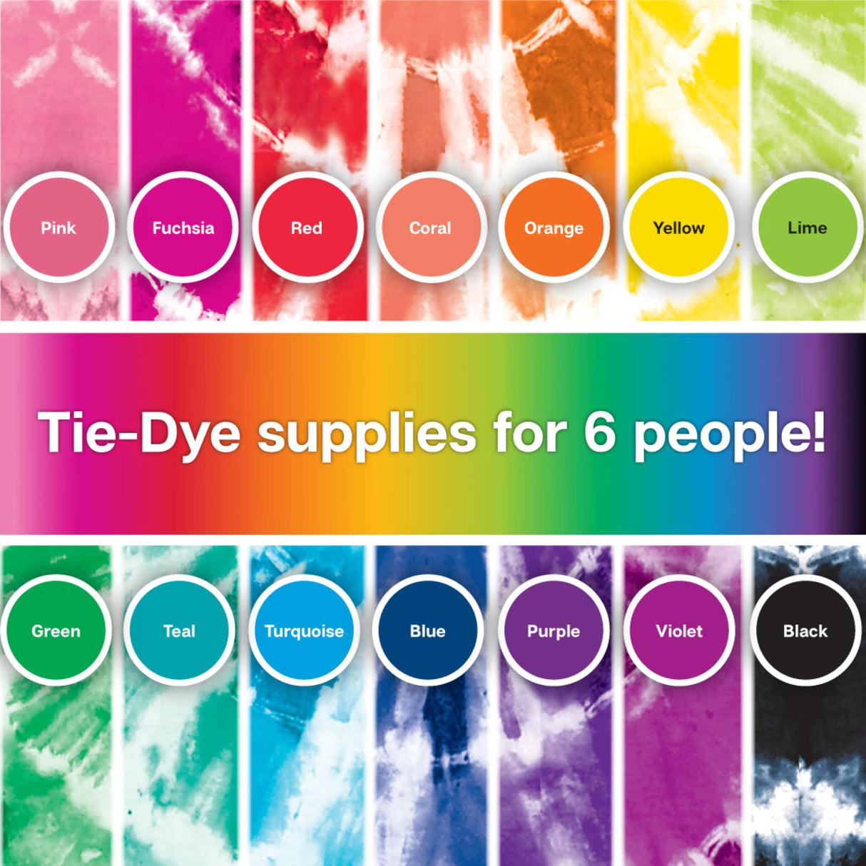 Tulip One-Step Tie-Dye Kit Party Supplies, 18 Bottles Tie Dye, Rainbow, 1 Count (Pack of 1) Tulip