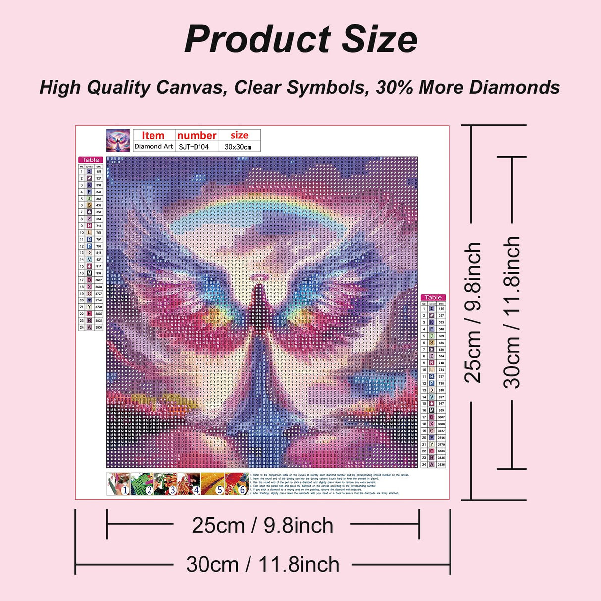 SJUTOUCI Diamond Art Painting Kits for Adults, Rainbow Angel Diamond Art Kits for Beginners, 5D DIY Full Drill Gem Craft for Home Decor Gift 12x12 inch/30x30cm SJUTOUCI