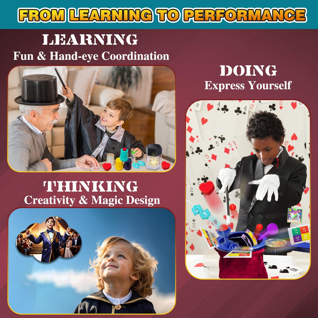 VIANBYE Magic Tricks for Kids, Magic Kit with Video Instructions for Easy Learning, 24-in-1 Magician Starter Set, Christmas Halloween Birthday Gifts Toys for Ages 6 8 10 12 Years Old Boys Girls VIANBYE