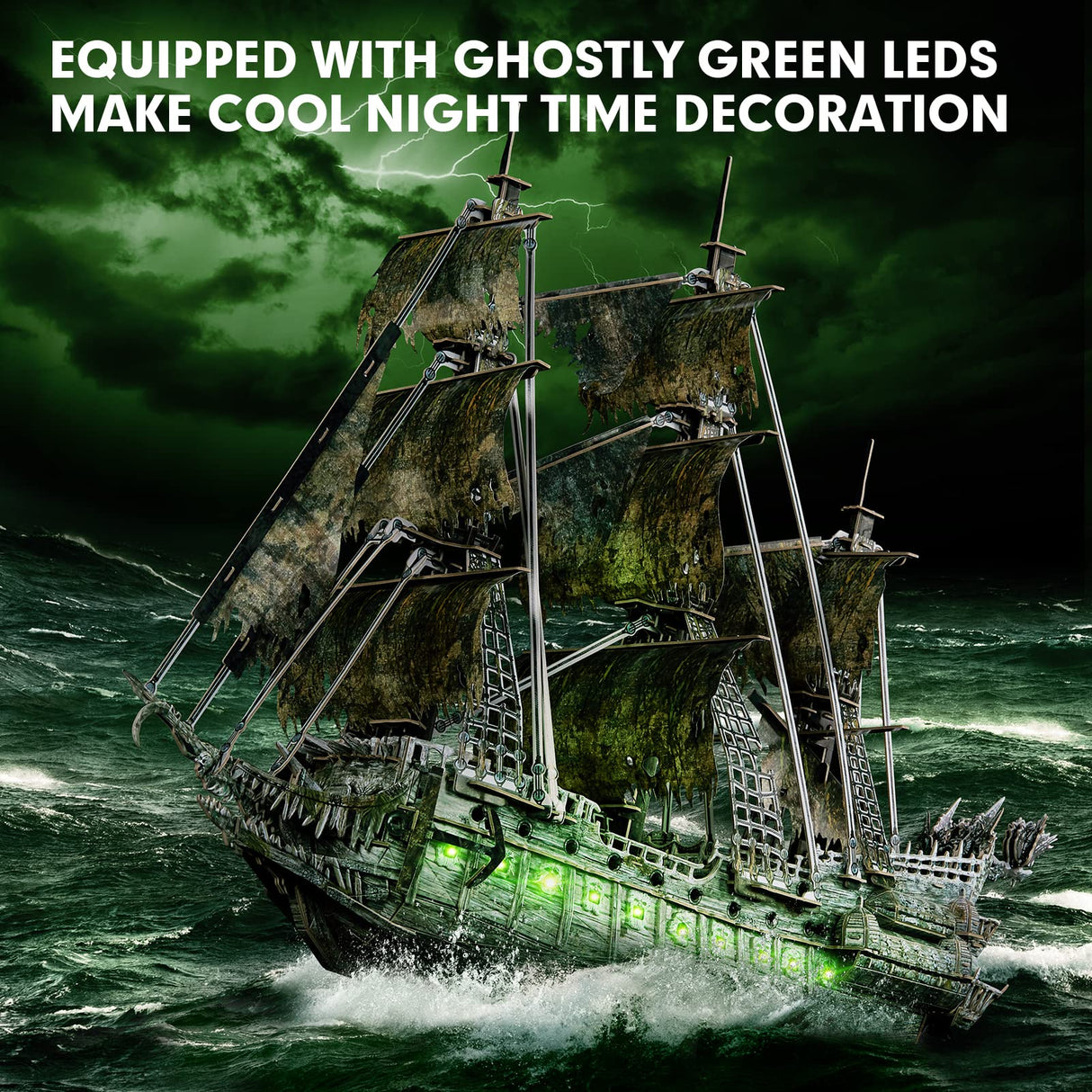 CubicFun 3D Puzzles for Adults - LED Flying Dutchman 3D Puzzle, 360-pieces - Desk Decor for Home Office - Christmas Aduls Teacher Gifts Stocking Stuffers CubicFun