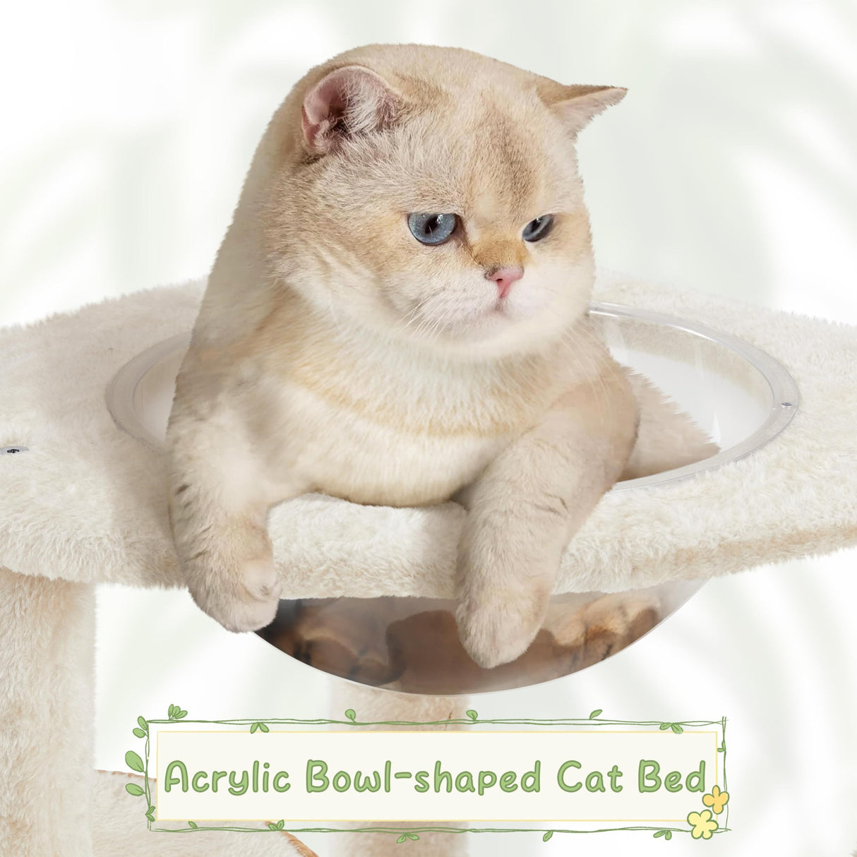 Yaheetech Cat Tree, 54in Rattan Cat Tree Tower with Luxury Woven Condo, Clear Bowl, Washable Cushions, and Scratching Posts, Cat Furniture for Indoor Cats Yaheetech