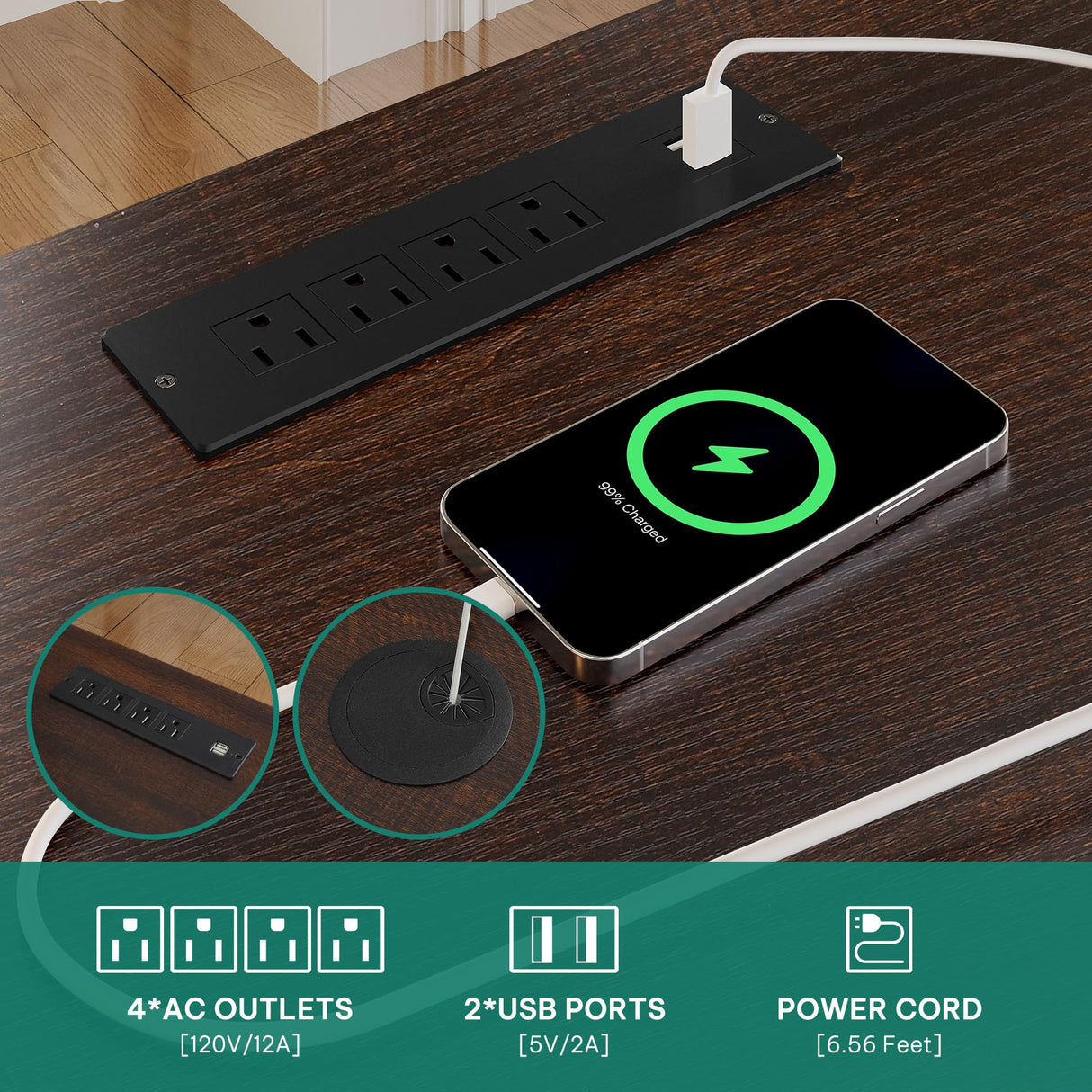 YITAHOME L Shaped Executive Desk with Hutch and Drawers, Farmhouse Home Office Desk with Power Outlet, Wood Corner Computer Desk with Sliding Door, Storage Cabinet with Glass Door, Grey & Walnut YITAHOME