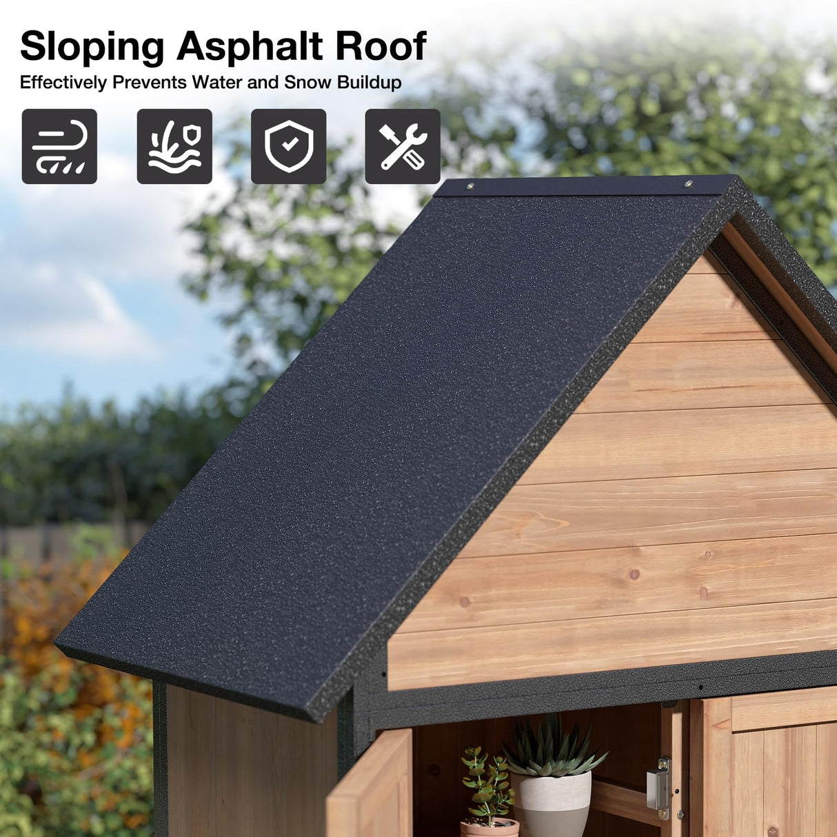 Outdoor Storage Shed with Strongest Metal Frame, Storage Cabinet with Floor, Weatherproof Tool Shed with Adjustable Shelfs, Lockable Metal Garden Shed Steel for Backyard Patio (Light Brown) MEDEHOO