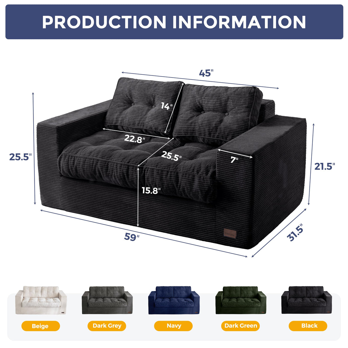 MAXYOYO Bean Bag Chair for Adults, Upholstered Floor Sofa with Armrests, Loveseat Boneless Couch with Tufted Cushion & Backrest, Sofa in A Box, Large Bean Bag Couch for Bedroom Living Room, Black MAXYOYO