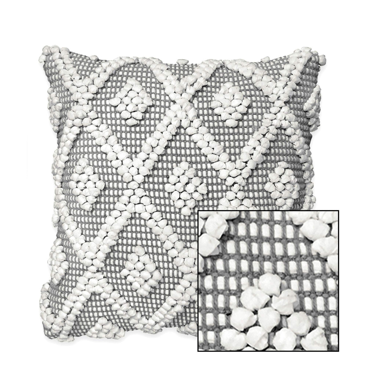 Lush Decor Adelyn Decorative Throw Pillow Cover, 20" W x 20" L, Gray - Square Pillow - Gray Diamond Pillow - Textured Pillows - Hygge Decor - Farmhouse Throw Pillows For Bed, Couch, Or Chair Lush Decor